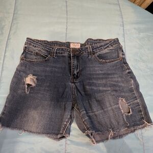GOGO Distressed Denim Shorts - Dark Blue